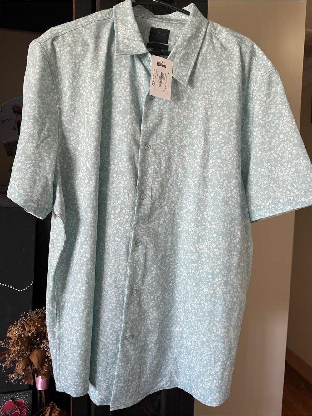 14th & Union Light Mint Floral Short-Sleeve Button-Down Shirt